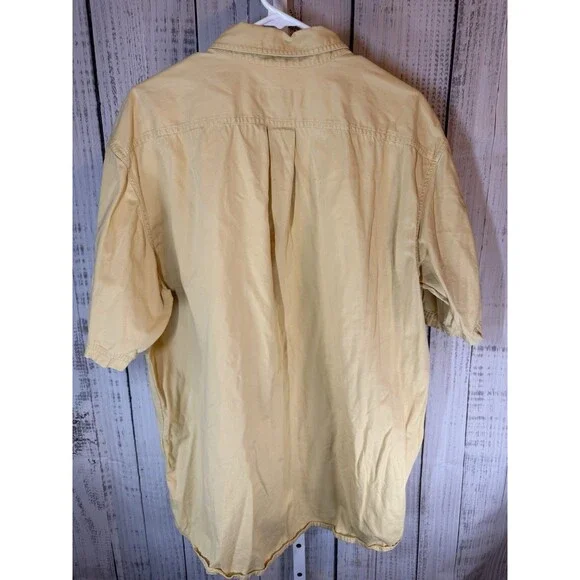 Eddie Bauer Men’s Button Up Shirt XL Tall Golden Yellow Cotton Short Sleeve - Picture 4 of 4
